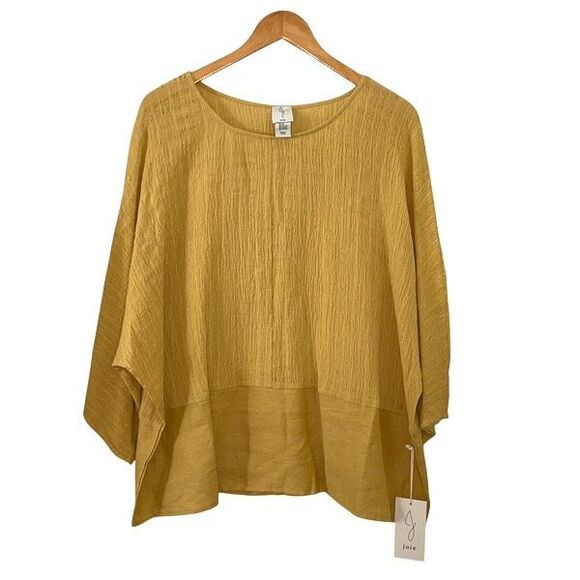 Joie NWT Women Top Shirt Blouse Linen Cotton Contrast Gauze Lagenlook Plus Sz 2X - Picture 1 of 8